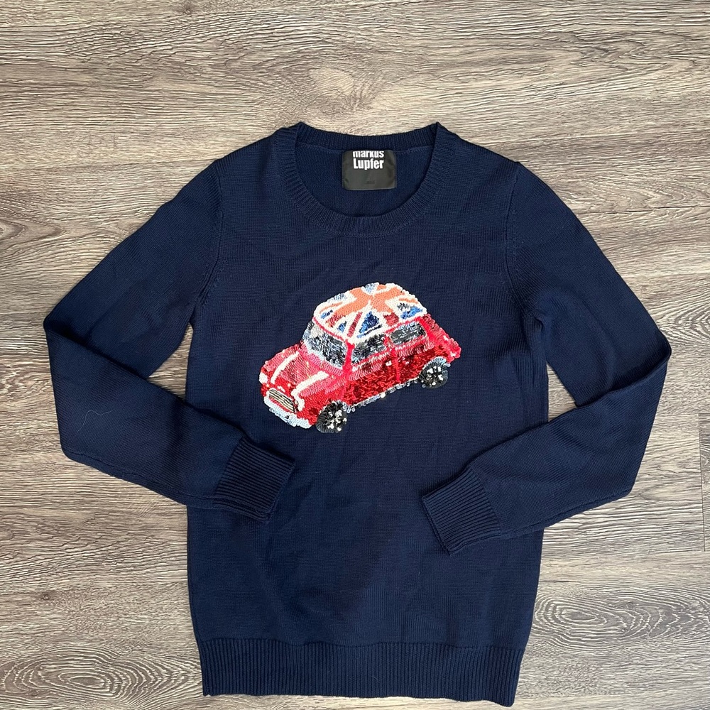 Markus Lupfer Merino Wool Navy Sweater